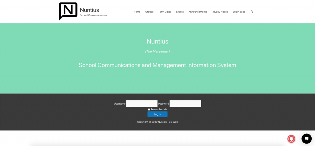 Nuntius-homepage